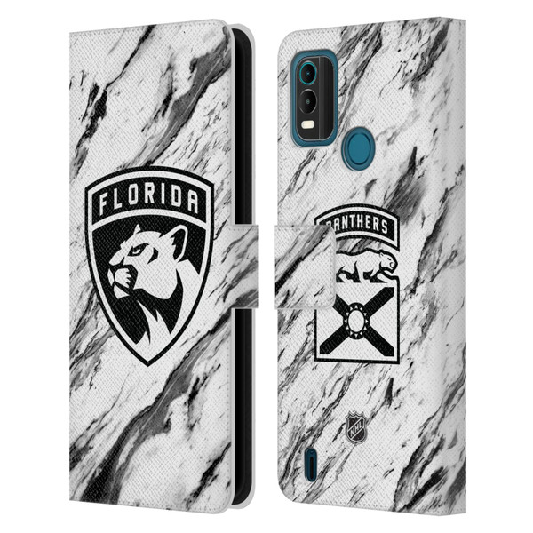 NHL Florida Panthers Marble Leather Book Wallet Case Cover For Nokia G11 Plus