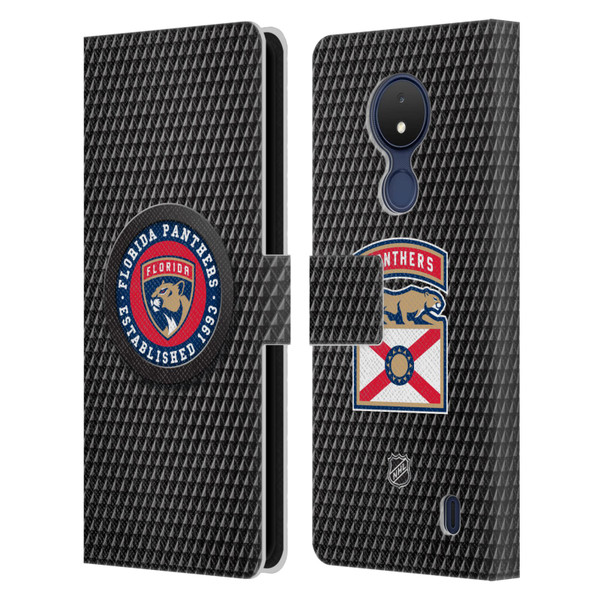NHL Florida Panthers Puck Texture Leather Book Wallet Case Cover For Nokia C21