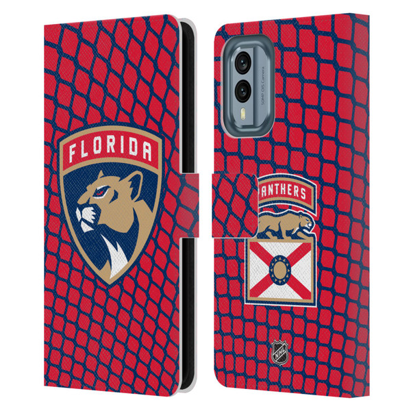 NHL Florida Panthers Net Pattern Leather Book Wallet Case Cover For Nokia X30