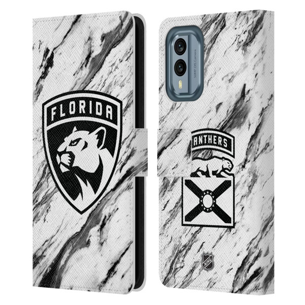 NHL Florida Panthers Marble Leather Book Wallet Case Cover For Nokia X30