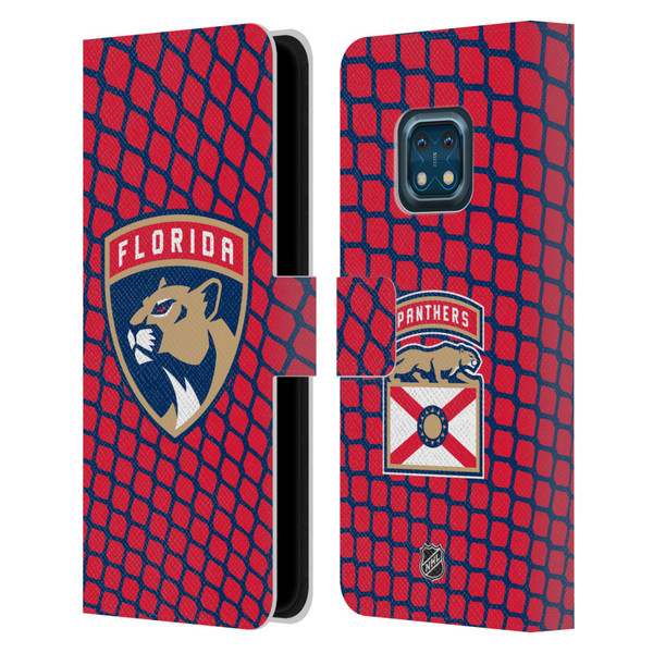 NHL Florida Panthers Net Pattern Leather Book Wallet Case Cover For Nokia XR20