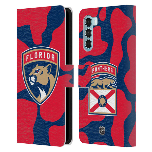 NHL Florida Panthers Cow Pattern Leather Book Wallet Case Cover For Motorola Edge S30 / Moto G200 5G