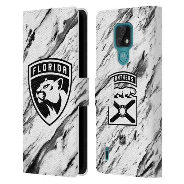 NHL Florida Panthers Marble Leather Book Wallet Case Cover For Motorola Moto E7