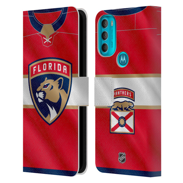 NHL Florida Panthers Jersey Leather Book Wallet Case Cover For Motorola Moto G71 5G