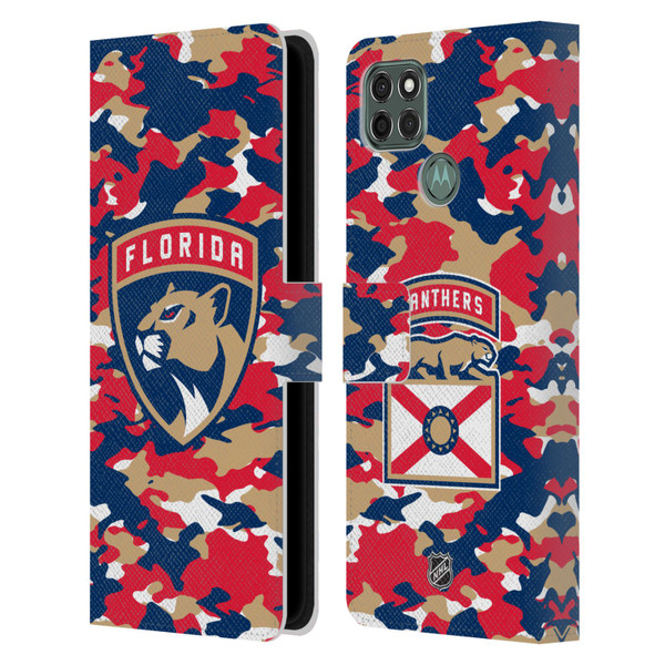 NHL Florida Panthers Camouflage Leather Book Wallet Case Cover For Motorola Moto G9 Power