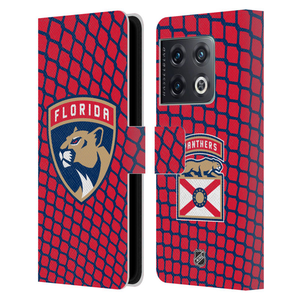 NHL Florida Panthers Net Pattern Leather Book Wallet Case Cover For OnePlus 10 Pro