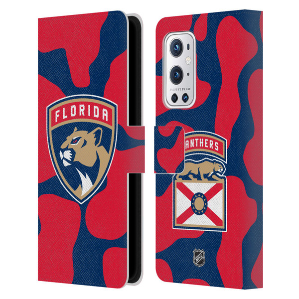 NHL Florida Panthers Cow Pattern Leather Book Wallet Case Cover For OnePlus 9 Pro
