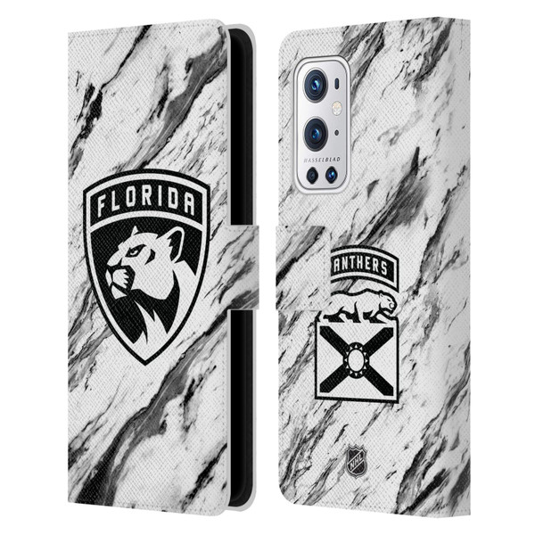 NHL Florida Panthers Marble Leather Book Wallet Case Cover For OnePlus 9 Pro