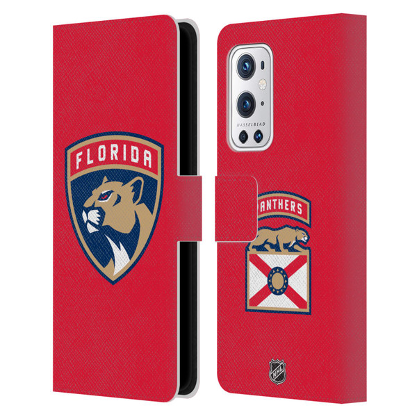 NHL Florida Panthers Plain Leather Book Wallet Case Cover For OnePlus 9 Pro