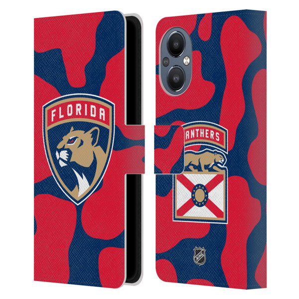 NHL Florida Panthers Cow Pattern Leather Book Wallet Case Cover For OnePlus Nord N20 5G