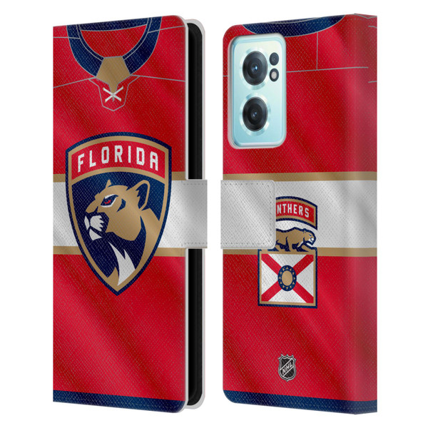 NHL Florida Panthers Jersey Leather Book Wallet Case Cover For OnePlus Nord CE 2 5G
