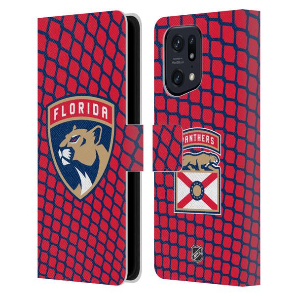 NHL Florida Panthers Net Pattern Leather Book Wallet Case Cover For OPPO Find X5 Pro