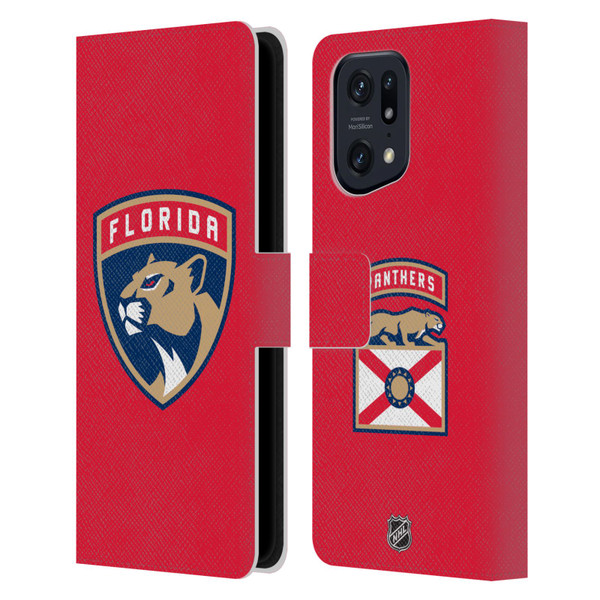 NHL Florida Panthers Plain Leather Book Wallet Case Cover For OPPO Find X5 Pro