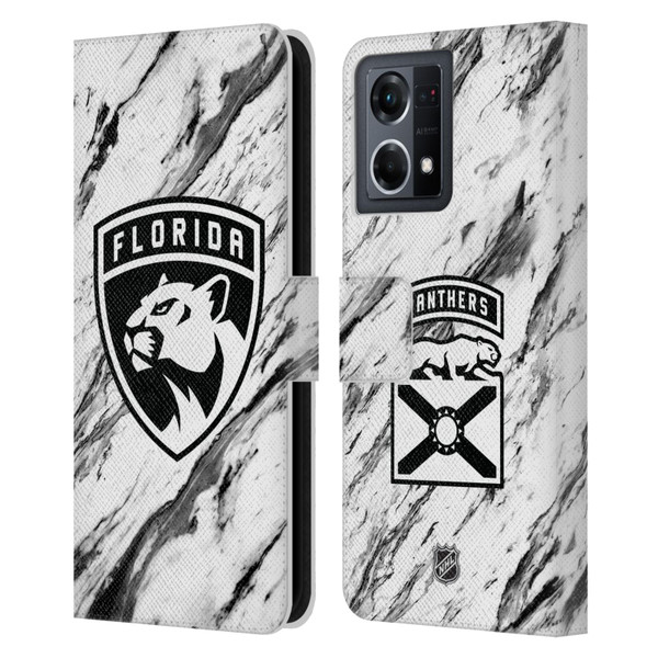 NHL Florida Panthers Marble Leather Book Wallet Case Cover For OPPO Reno8 4G