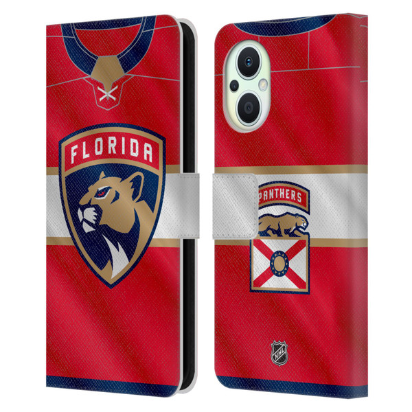 NHL Florida Panthers Jersey Leather Book Wallet Case Cover For OPPO Reno8 Lite