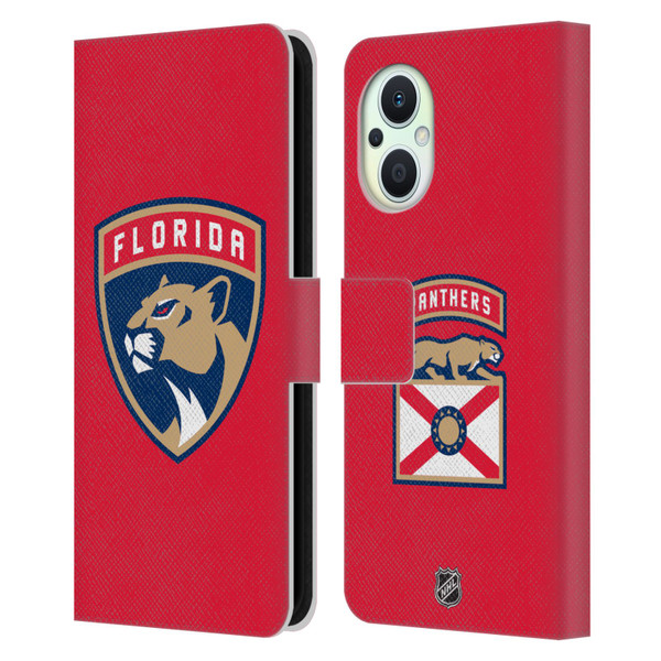 NHL Florida Panthers Plain Leather Book Wallet Case Cover For OPPO Reno8 Lite