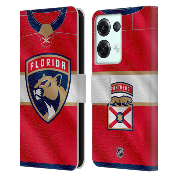 NHL Florida Panthers Jersey Leather Book Wallet Case Cover For OPPO Reno8 Pro