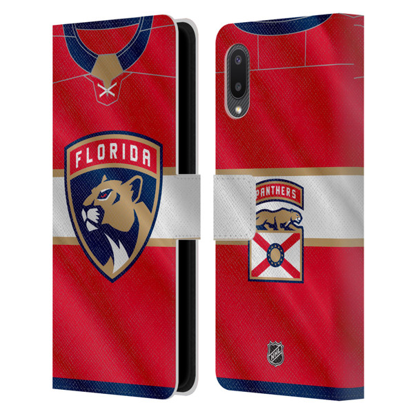 NHL Florida Panthers Jersey Leather Book Wallet Case Cover For Samsung Galaxy A02/M02 (2021)