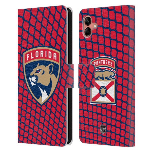 NHL Florida Panthers Net Pattern Leather Book Wallet Case Cover For Samsung Galaxy A04 (2022)