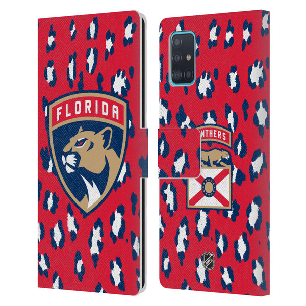 NHL Florida Panthers Leopard Patten Leather Book Wallet Case Cover For Samsung Galaxy A51 (2019)