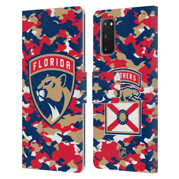 NHL Florida Panthers Camouflage Leather Book Wallet Case Cover For Samsung Galaxy S20 / S20 5G