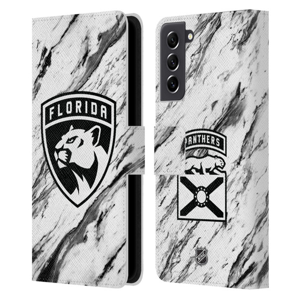 NHL Florida Panthers Marble Leather Book Wallet Case Cover For Samsung Galaxy S21 FE 5G