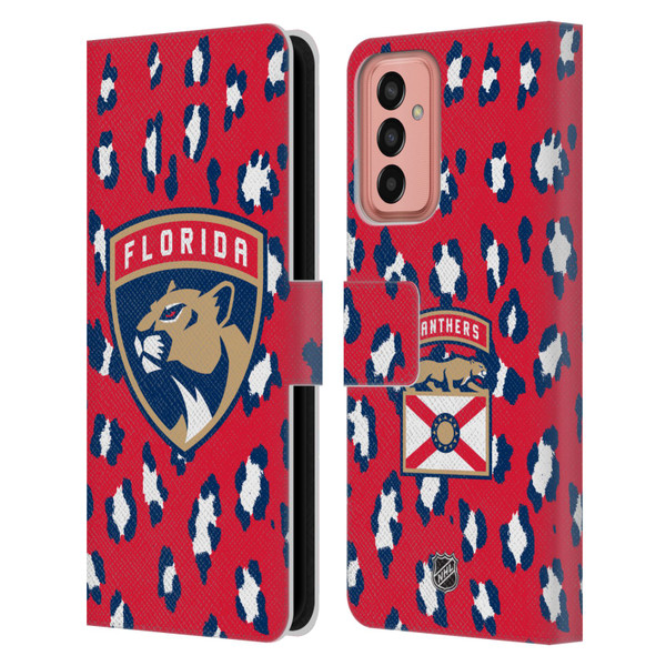 NHL Florida Panthers Leopard Patten Leather Book Wallet Case Cover For Samsung Galaxy M13 (2022)