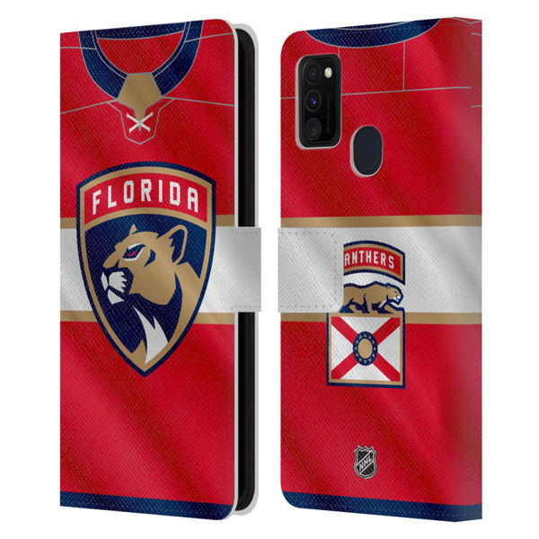 NHL Florida Panthers Jersey Leather Book Wallet Case Cover For Samsung Galaxy M30s (2019)/M21 (2020)