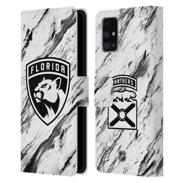 NHL Florida Panthers Marble Leather Book Wallet Case Cover For Samsung Galaxy M31s (2020)