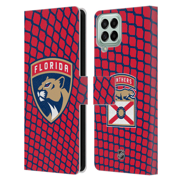 NHL Florida Panthers Net Pattern Leather Book Wallet Case Cover For Samsung Galaxy M33 (2022)