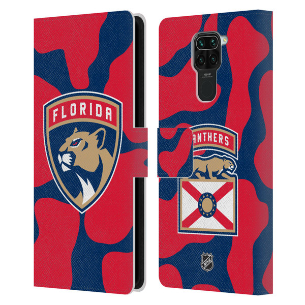NHL Florida Panthers Cow Pattern Leather Book Wallet Case Cover For Xiaomi Redmi Note 9 / Redmi 10X 4G