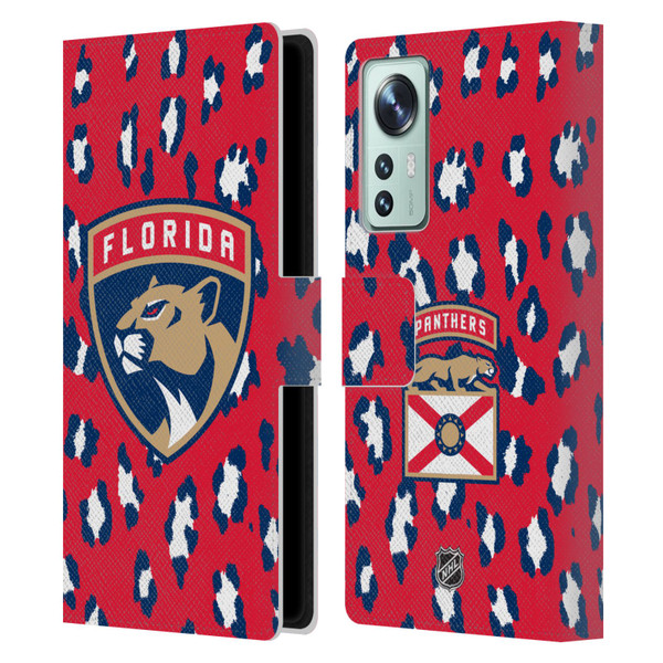 NHL Florida Panthers Leopard Patten Leather Book Wallet Case Cover For Xiaomi 12