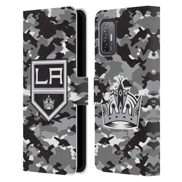 NHL Los Angeles Kings Camouflage Leather Book Wallet Case Cover For HTC Desire 21 Pro 5G