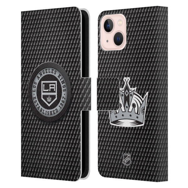 NHL Los Angeles Kings Puck Texture Leather Book Wallet Case Cover For Apple iPhone 13