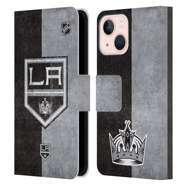 NHL Los Angeles Kings Half Distressed Leather Book Wallet Case Cover For Apple iPhone 13 Mini