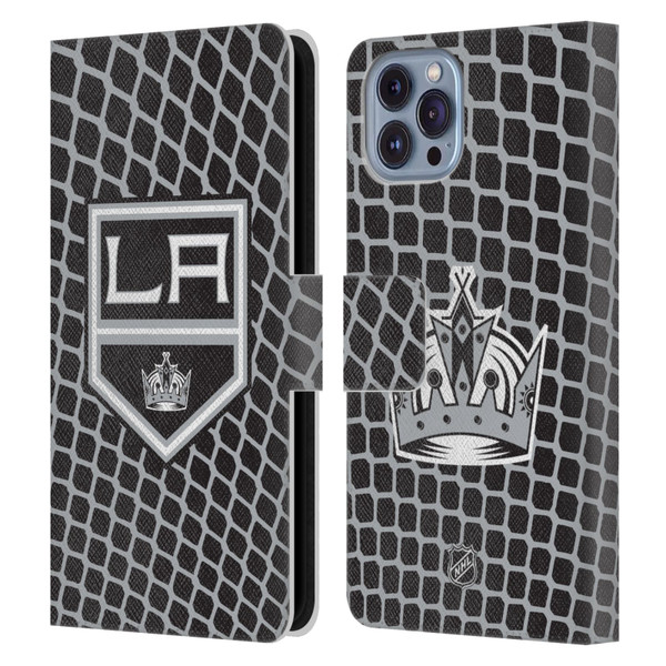 NHL Los Angeles Kings Net Pattern Leather Book Wallet Case Cover For Apple iPhone 14