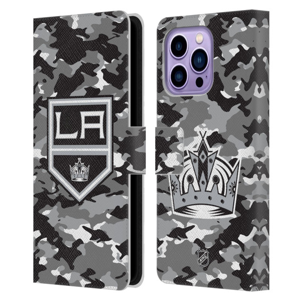 NHL Los Angeles Kings Camouflage Leather Book Wallet Case Cover For Apple iPhone 14 Pro Max