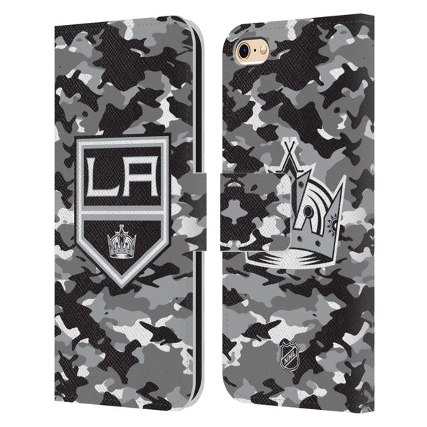 NHL Los Angeles Kings Camouflage Leather Book Wallet Case Cover For Apple iPhone 6 / iPhone 6s