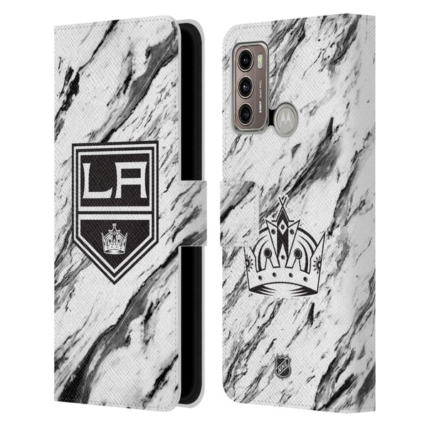 NHL Los Angeles Kings Marble Leather Book Wallet Case Cover For Motorola Moto G60 / Moto G40 Fusion