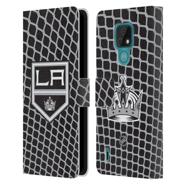 NHL Los Angeles Kings Net Pattern Leather Book Wallet Case Cover For Motorola Moto E7