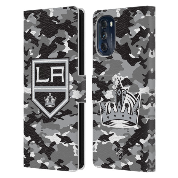 NHL Los Angeles Kings Camouflage Leather Book Wallet Case Cover For Motorola Moto G (2022)