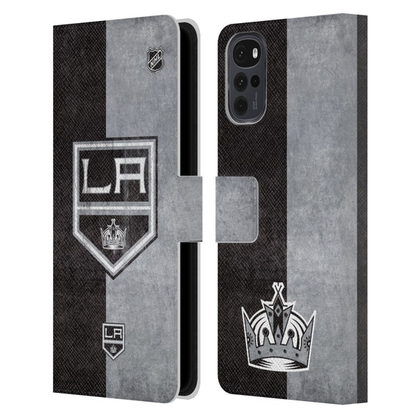 NHL Los Angeles Kings Half Distressed Leather Book Wallet Case Cover For Motorola Moto G22