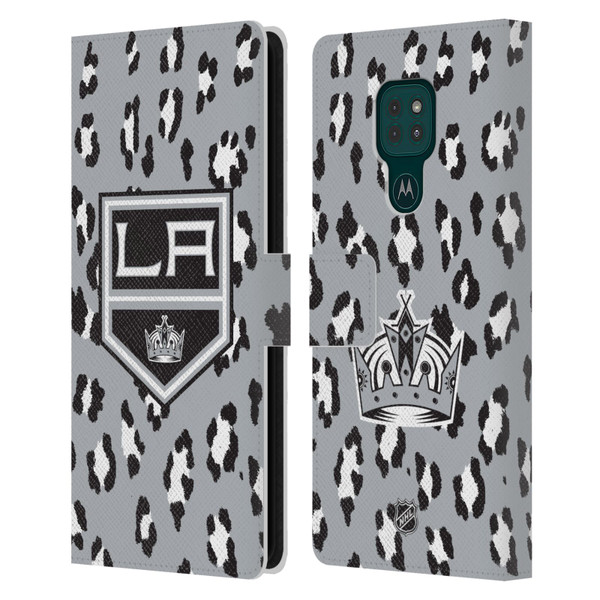 NHL Los Angeles Kings Leopard Patten Leather Book Wallet Case Cover For Motorola Moto G9 Play