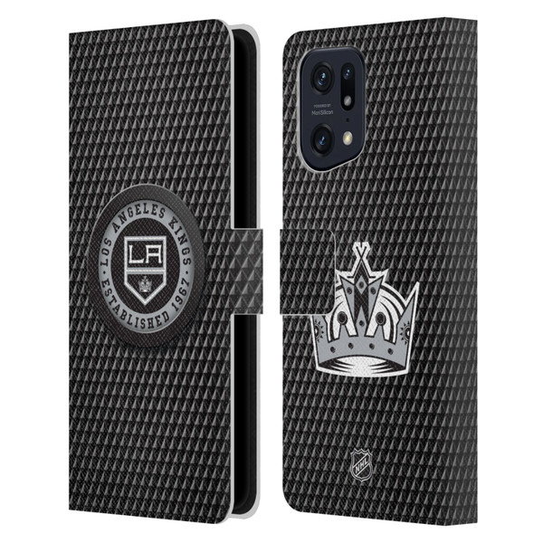 NHL Los Angeles Kings Puck Texture Leather Book Wallet Case Cover For OPPO Find X5