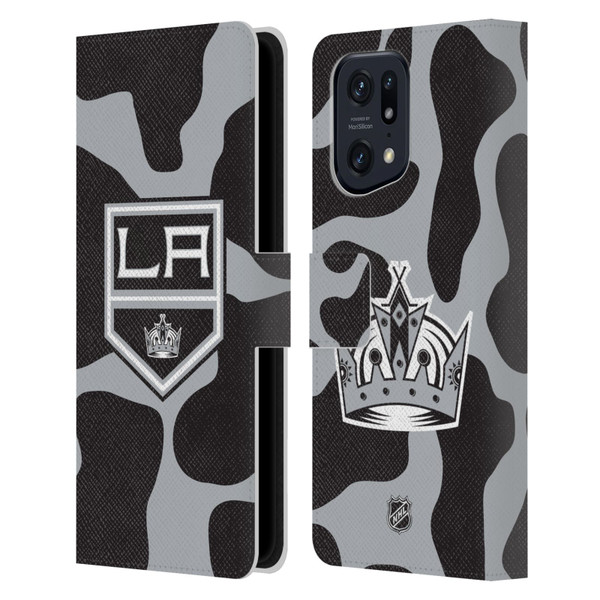NHL Los Angeles Kings Cow Pattern Leather Book Wallet Case Cover For OPPO Find X5 Pro