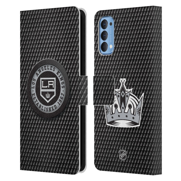 NHL Los Angeles Kings Puck Texture Leather Book Wallet Case Cover For OPPO Reno 4 5G