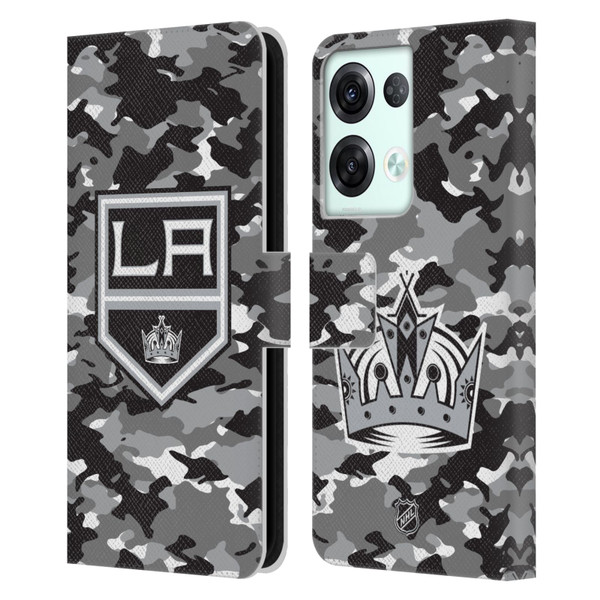 NHL Los Angeles Kings Camouflage Leather Book Wallet Case Cover For OPPO Reno8 Pro