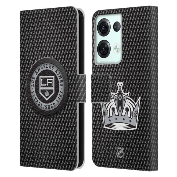 NHL Los Angeles Kings Puck Texture Leather Book Wallet Case Cover For OPPO Reno8 Pro