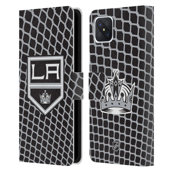 NHL Los Angeles Kings Net Pattern Leather Book Wallet Case Cover For OPPO Reno4 Z 5G