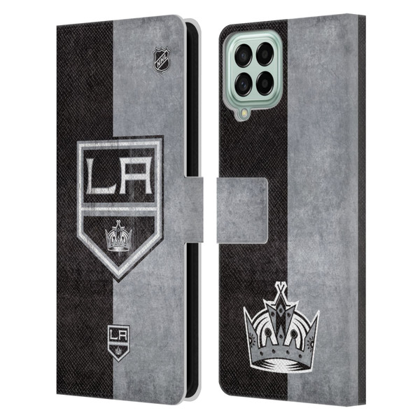 NHL Los Angeles Kings Half Distressed Leather Book Wallet Case Cover For Samsung Galaxy M53 (2022)